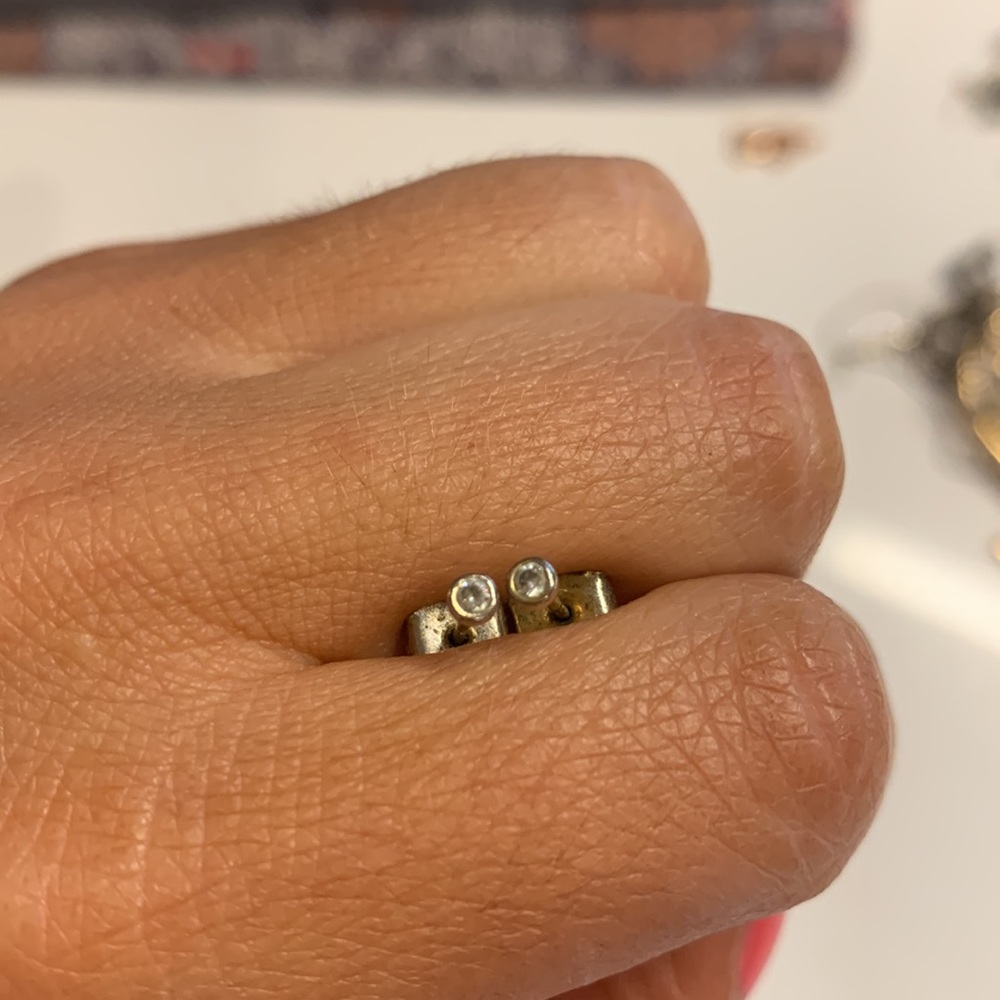 Teeny tiny crystal gold-plated studs